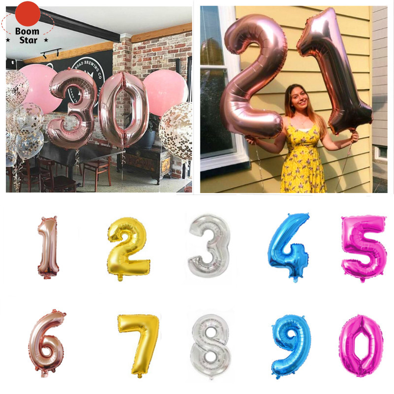 32 Inch Number Balloons Rose Gold Aluminum Foil Balloon Wedding Happy
