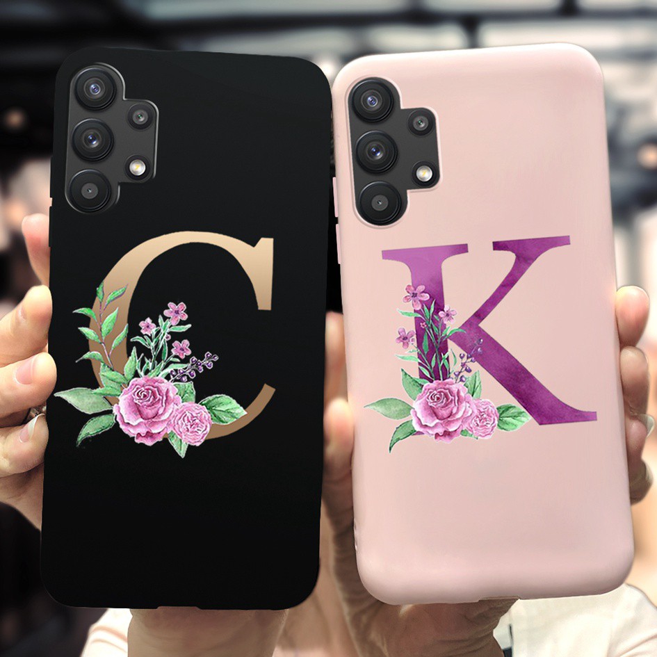 Samsung Galaxy A32 5G Case SMA326B Soft Shell Luxury Flower Alphabet