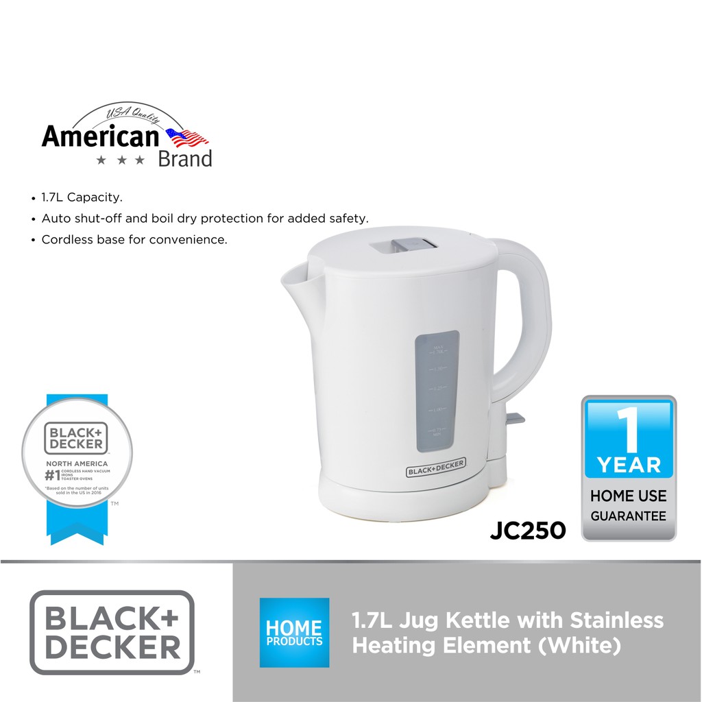 BLACK+DECKER™ 1.7L Cordless Electric Jug Kettle with Stainless Steel