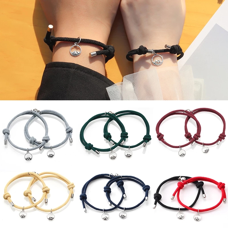 2Pcs Friendship Rope Braided Distance Couple Bracelet Kit