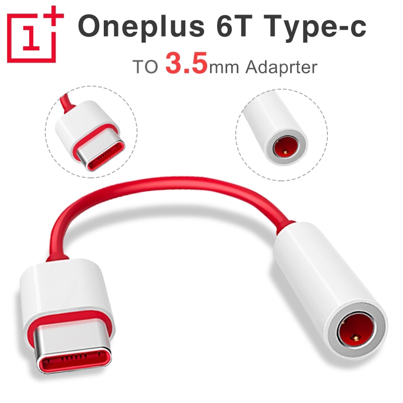 Original ONEPLUS 6T Type C to 3.5mm Earphone Jack Adapter Aux Audio for