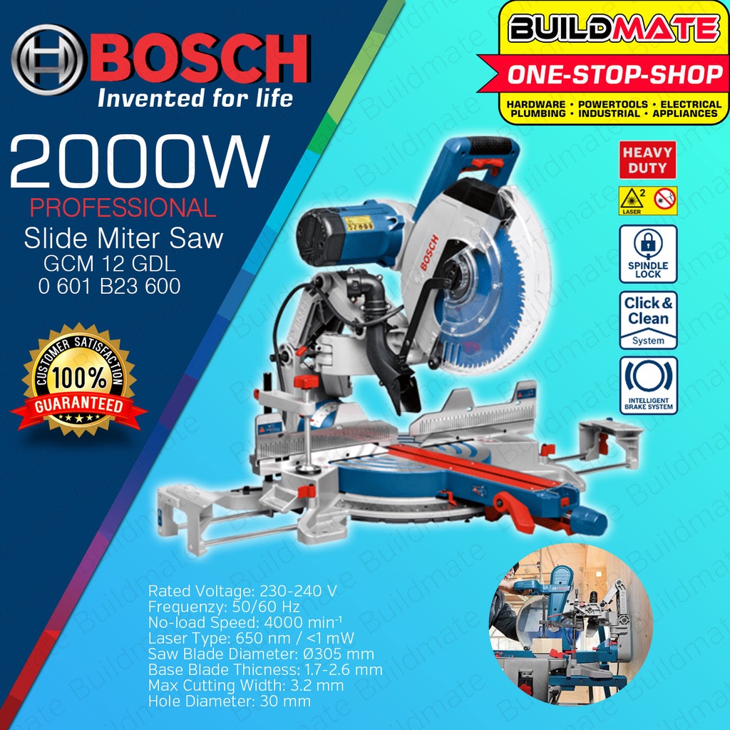 Bosch 2000W Slide Mitre Miter Saw 305mm with FREE Blade GCM 12 GDL