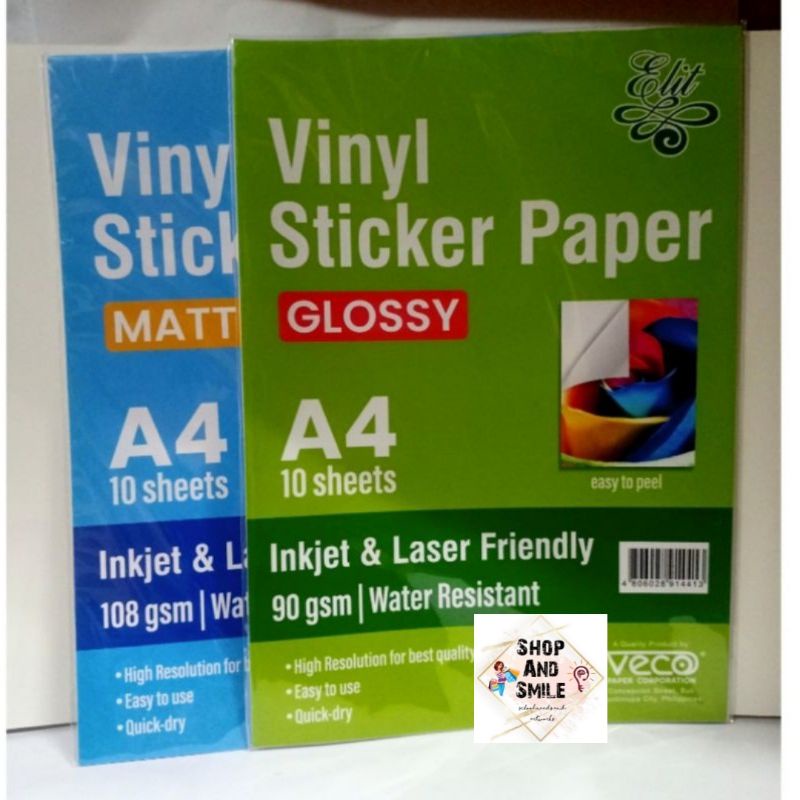 VECO Vinyl Sticker Paper water resistant (10 sheets) Shopee Philippines