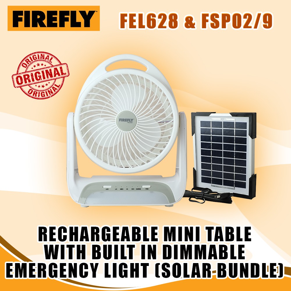 FIREFLY FEL628 Rechargeable Mini Table Fan with BuiltIn Dimmable
