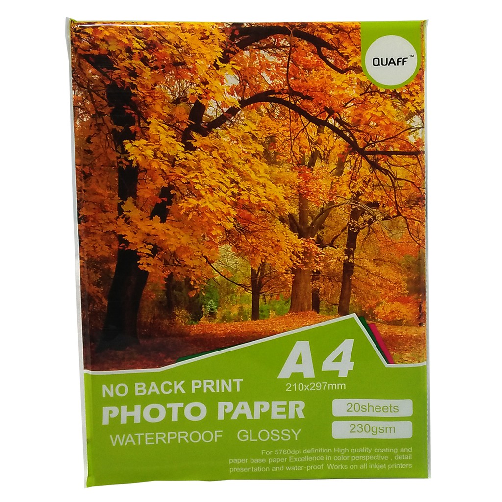 230GSM A4 NO BACK PRINT PHOTO PAPER GLOSSY PHOTOPAPER NO BACKPRINT 20S