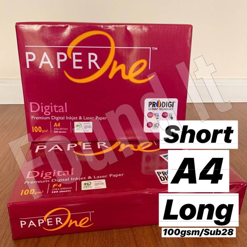 Paper One Bond Paper 100gsm / Sub 28 / Short A4 Long / Digital Paper