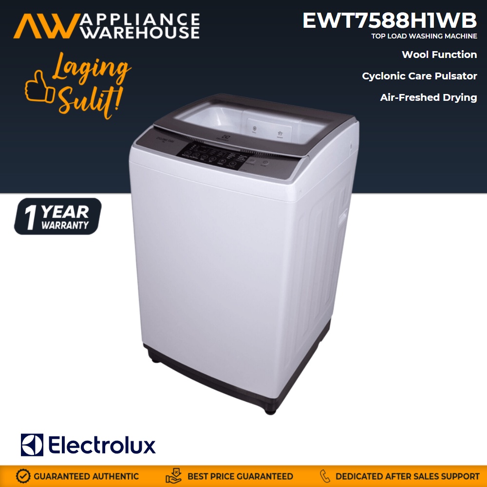 Electrolux EWT7588H1WB 7.5kg Cyclonic Care Top Load Washing Machine Shopee Philippines