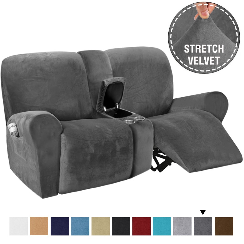 Home Cinema Reclining Love Seat Cover with Middle Console Slipcover 8