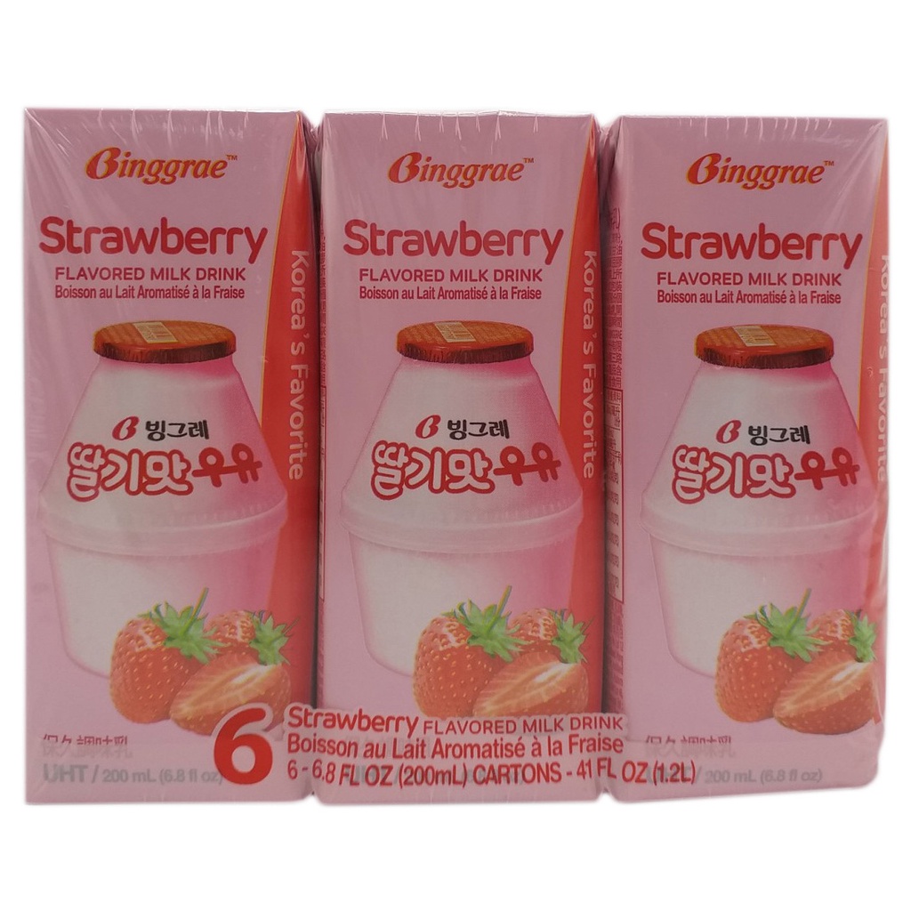 Binggrae Strawberry Flavored Milk Drink (6x200ML) Shopee Philippines