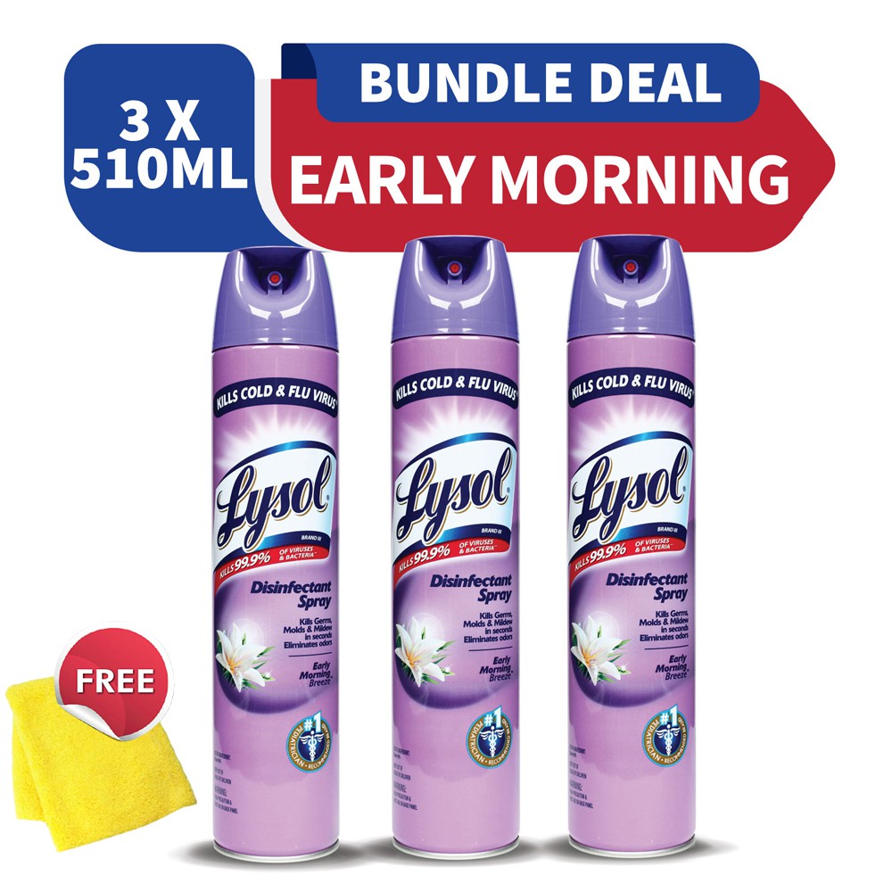 Lysol Disinfectant Spray Early Morning Breeze 510g Set of 3 Shopee