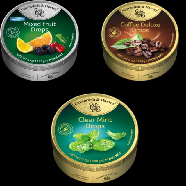 Cavendish & Harvey Mixed Fruit Drops 175g Clear Mint Sugar Free Coffee