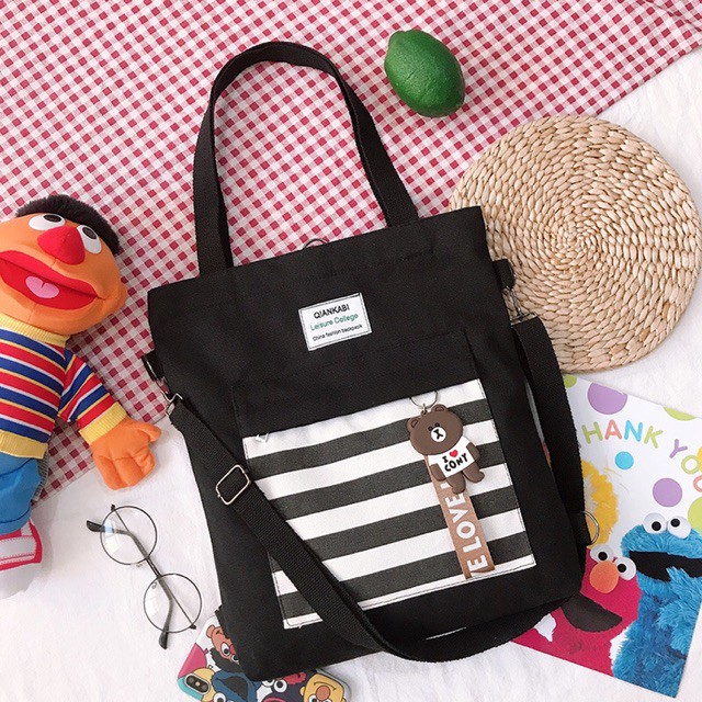 33 design Korean canvas bag Shoulder messenger tote bag 2 straps