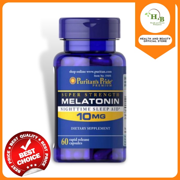Authentic Melatonin 10mg 60 capsules by Puritan's Pride Shopee