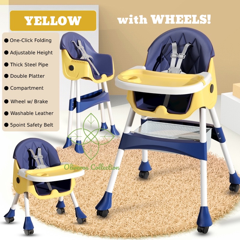 OLIV Foldable Multifunctional Baby High Chair Easily Adjustable Height