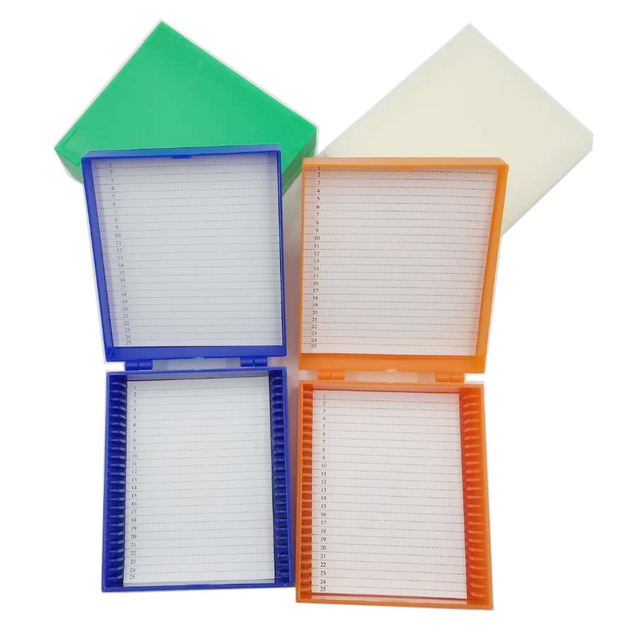 25Place Microslide Slide Microscope Box Glass Slides Box, Random Color