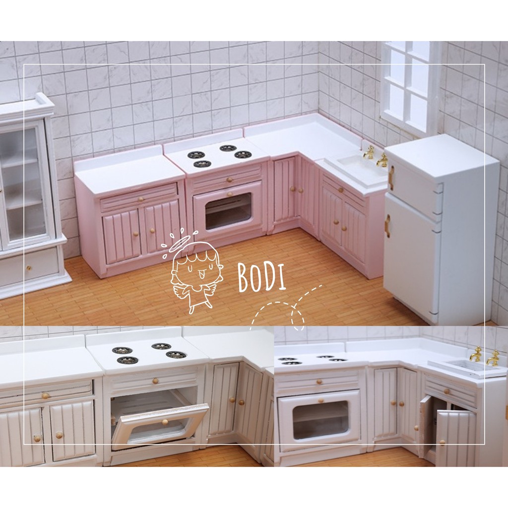4 detailed kitchen set dollhouse dollhouse dollhouse for bjd, obitsu