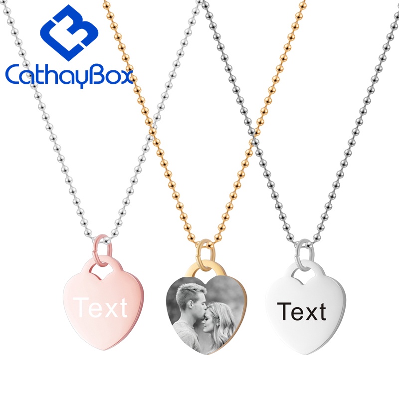 Personalized Stainless steel Engrave Name Photo Heart Charm Pendant