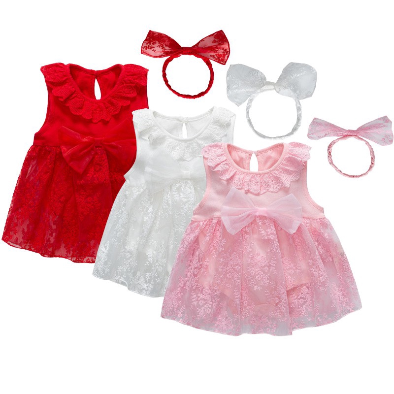 Baby Dress Set 012M Newborn Baby Girl Bodysuit dress+Headband Outfit