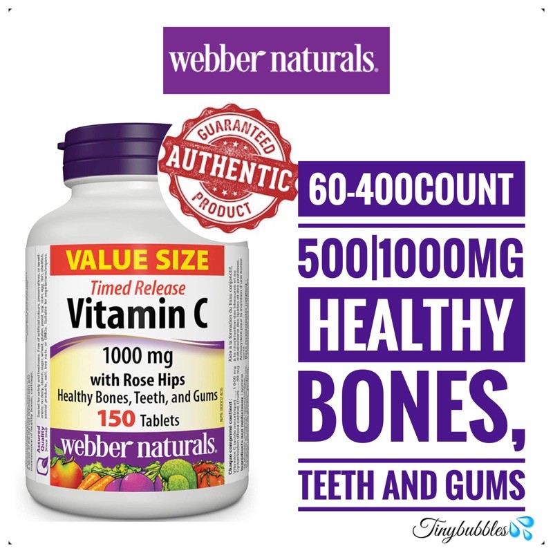 Webber Naturals Vitamin C (1501000mg Timed Released; 120Stomach Friendly; 60 or 400 count 500