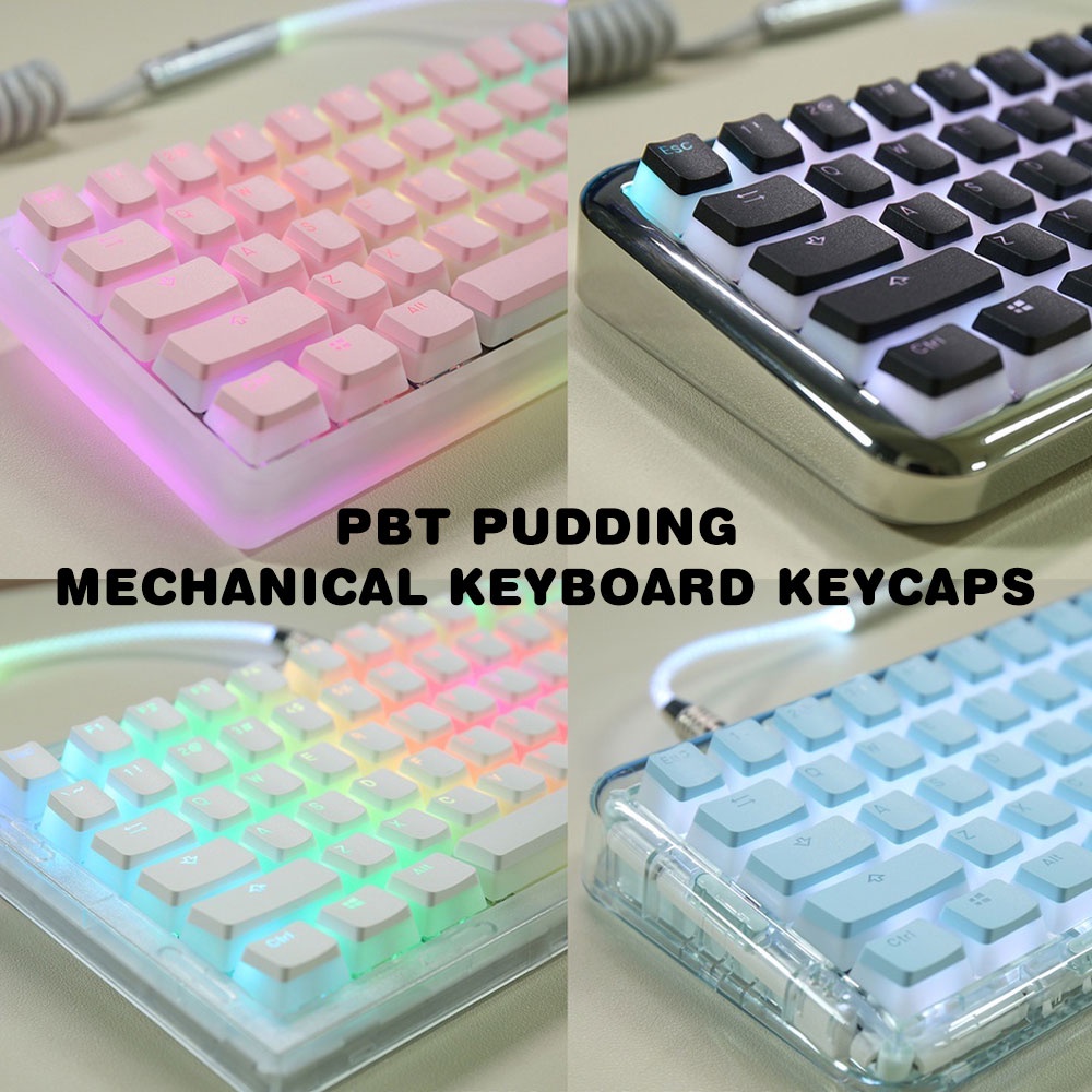 ⚡HOT⚡129 keys PBT Pudding Keycaps Transparent Backlit Keycap For RK61 RK71 RK68 RKG68 RK92 RK96