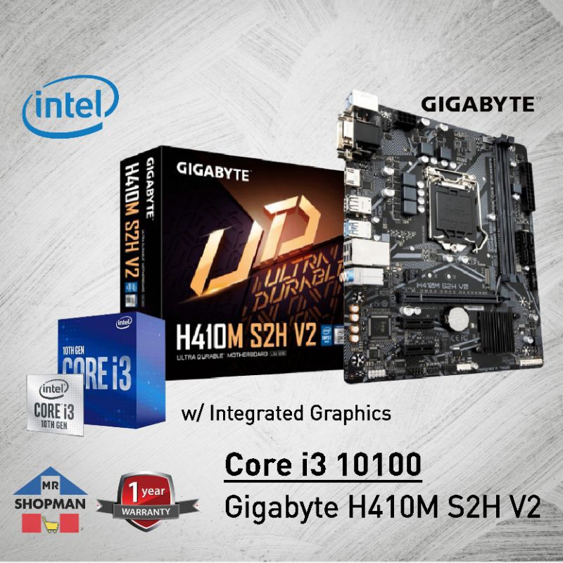 INTEL Core i3 10100 Processor w/ Graphics + Gigabyte H410M S2H V2 Motherboard Bundle Shopee