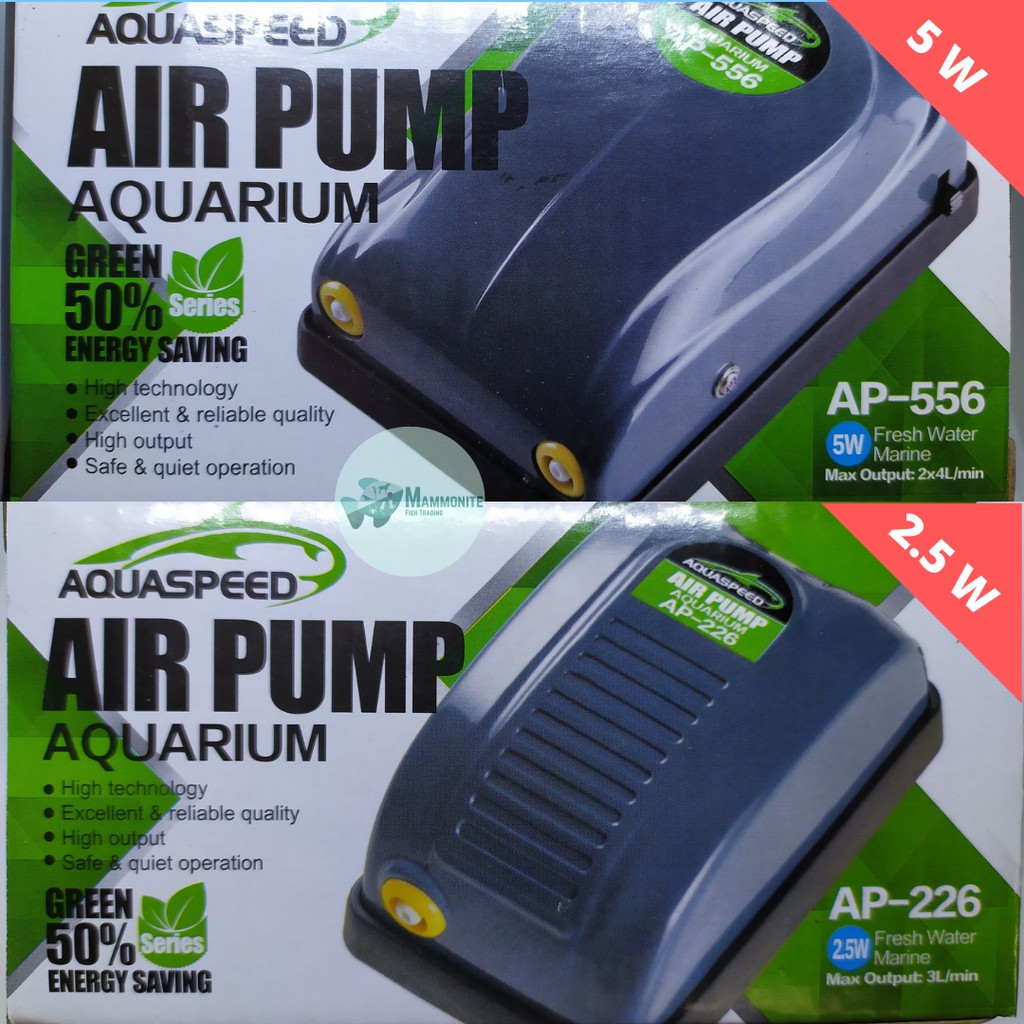 Aquaspeed Aquarium Single Double Air Pump Oxygen AP226 AP556 2.5 Watts