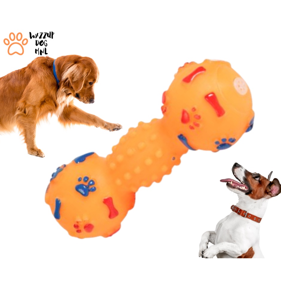 Rubber Pet Toy Rubber Dog Bite Bone Dumbbell Orange Chewing Toy