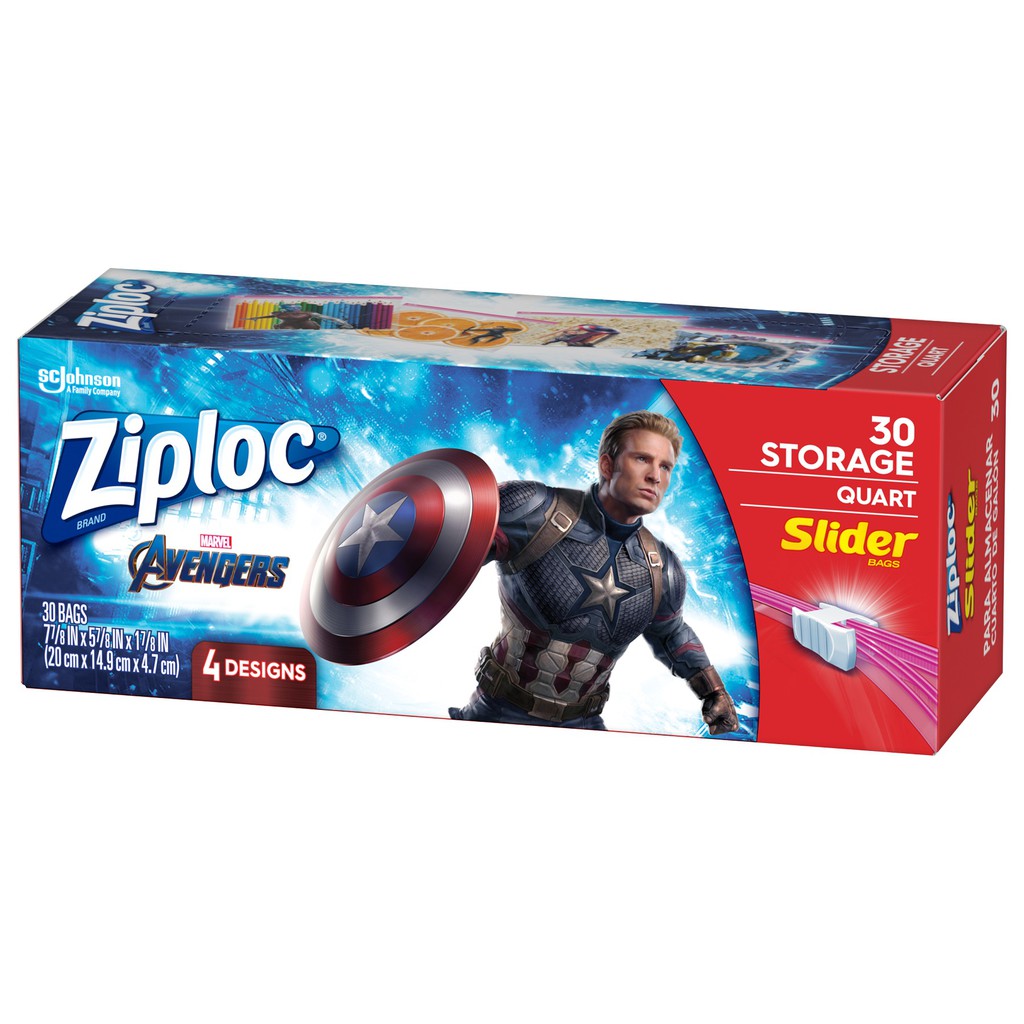 Ziploc Disney Avengers Slider Storage Bags Quart 30's Shopee Philippines