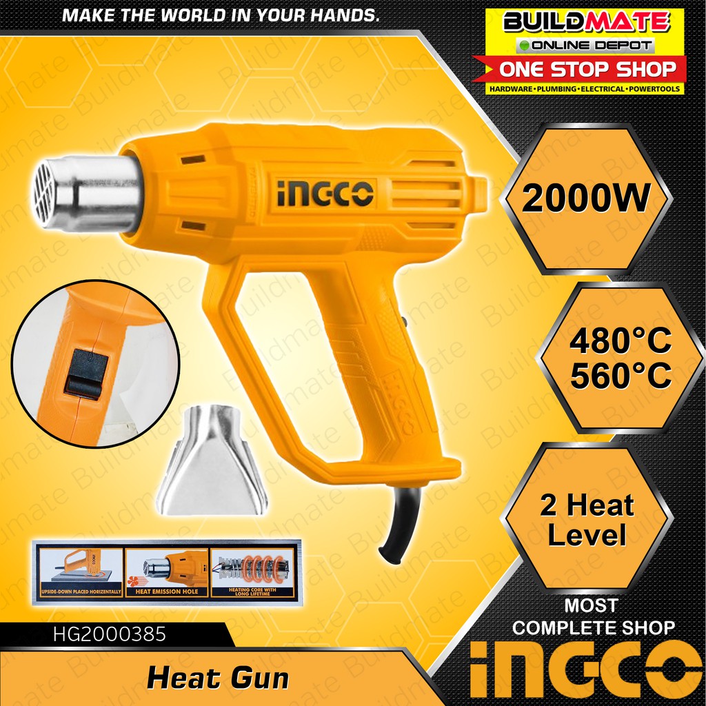 INGCO Heat Gun Hot Air 2000W with Nozzle Included HG2000385 IPT