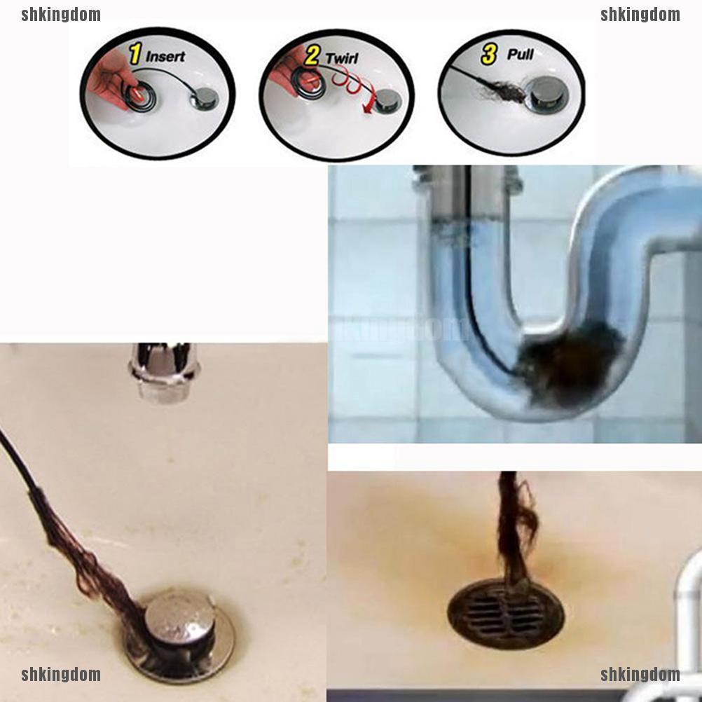 Toilet Snake Brush Hair Removal Tool Drain Sink Cleaner