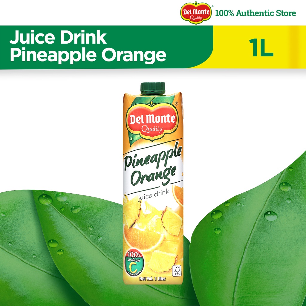 DEL MONTE Pineapple Orange Juice Drink with Real Fruits and 100