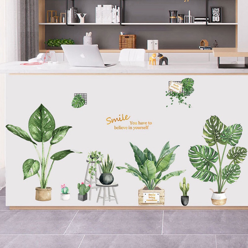 Green Plants Flower Wall Stickers Home Decal Room Living Room Wall Arts Shopee Philippines