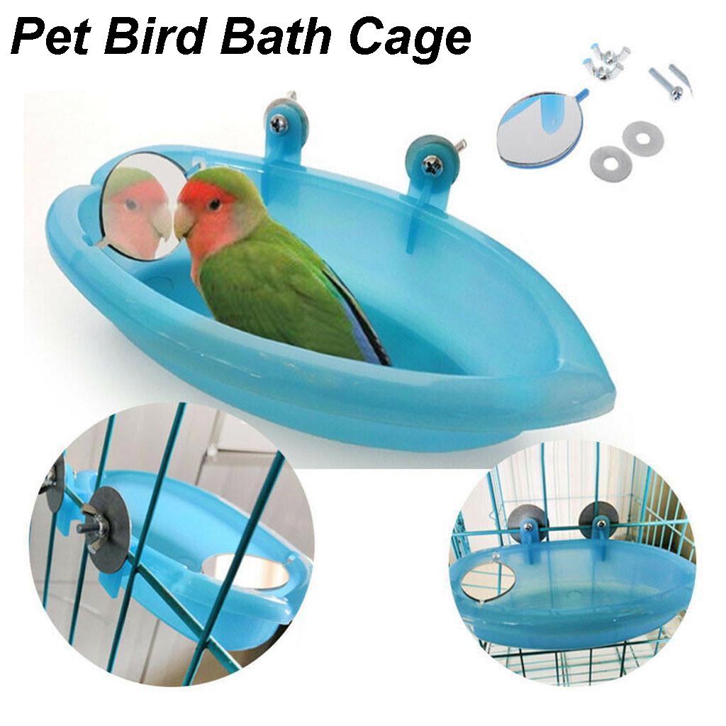 Pet Bird Bath Cage Parrot Bathtub With Mirror Bird Cage Accessories Shower Box Small Parrot Cage