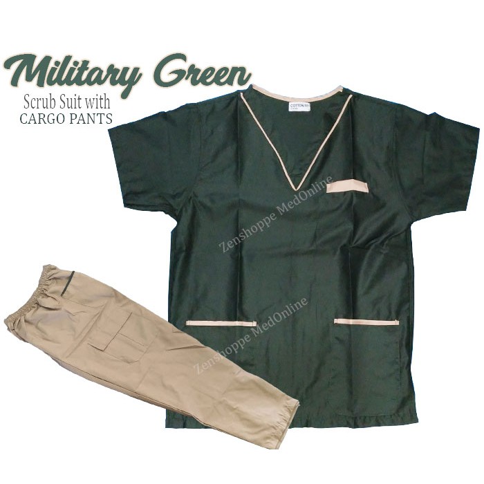 Scrub Suit Set With Piping Plain Pants (Emerald Green) [LCR