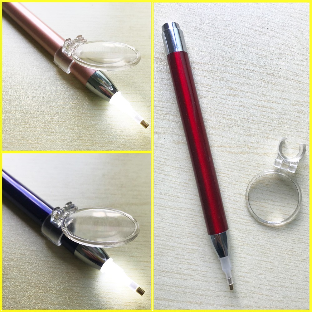 Diamond Painting Pen Glowing lights with Clips on Magnifier 5D Painting