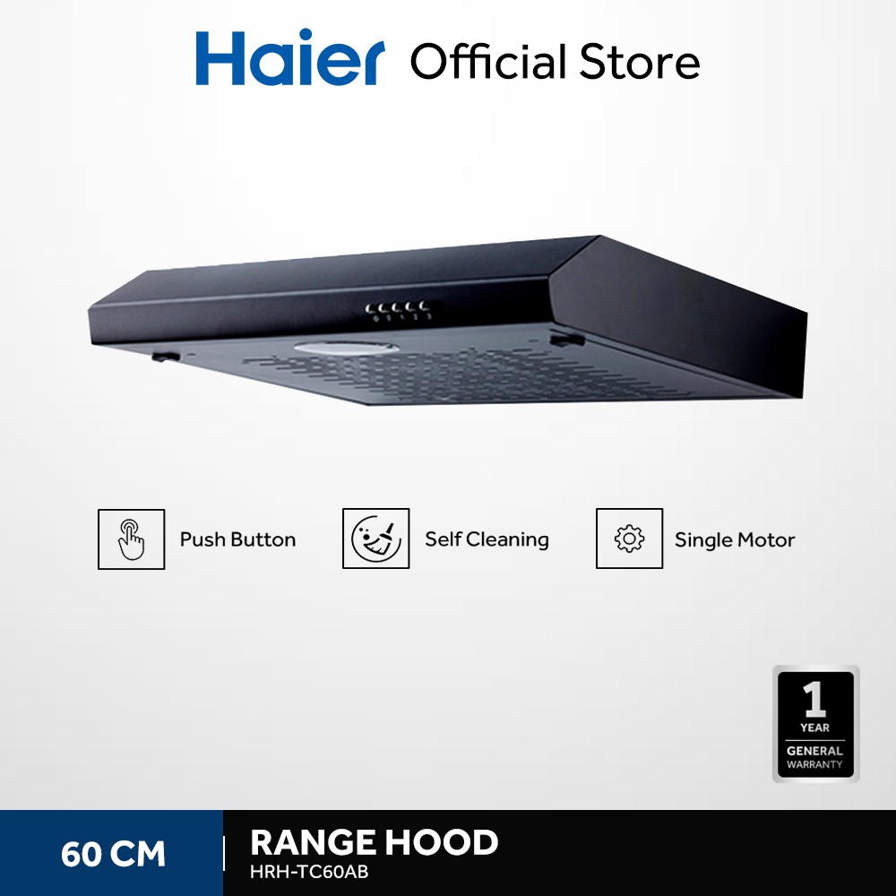 Haier HRHTC60AB 60cm Range Hood (Black) Shopee Philippines