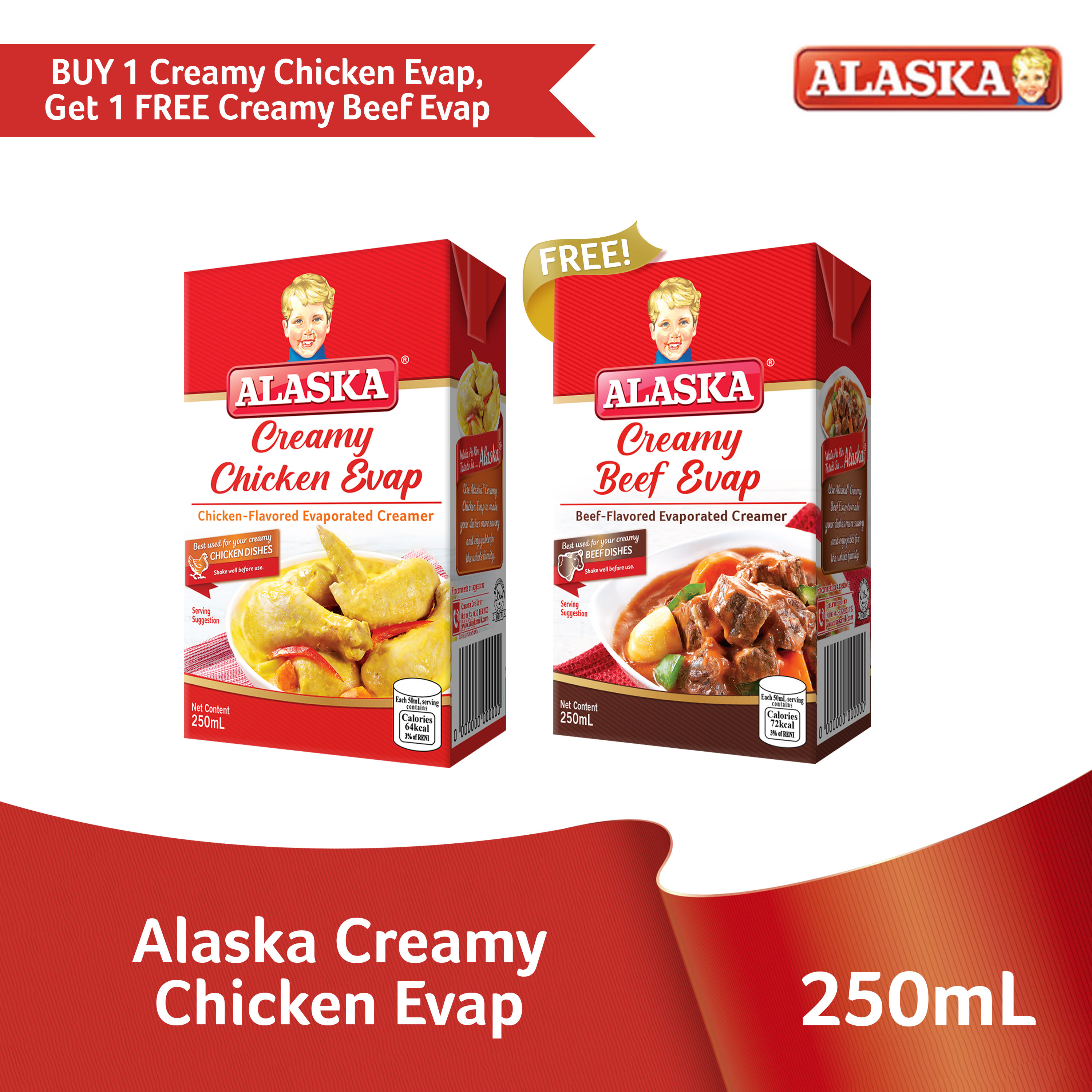 Alaska Evaporated Milk Creamy Chicken 250ml with Free Alaska Evaporated