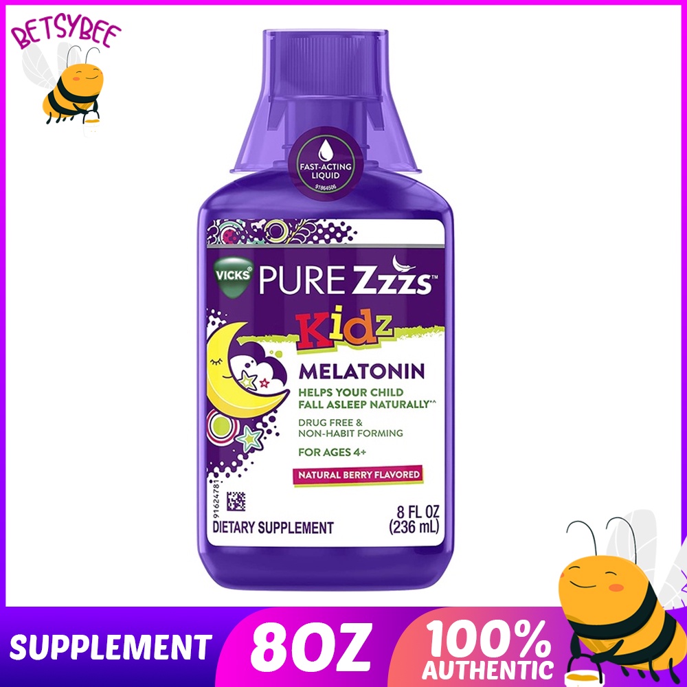 Vicks Zzzquil Pure Zzzs Kidz Melatonin Liquid for Kids Ages 4+ 8 oz