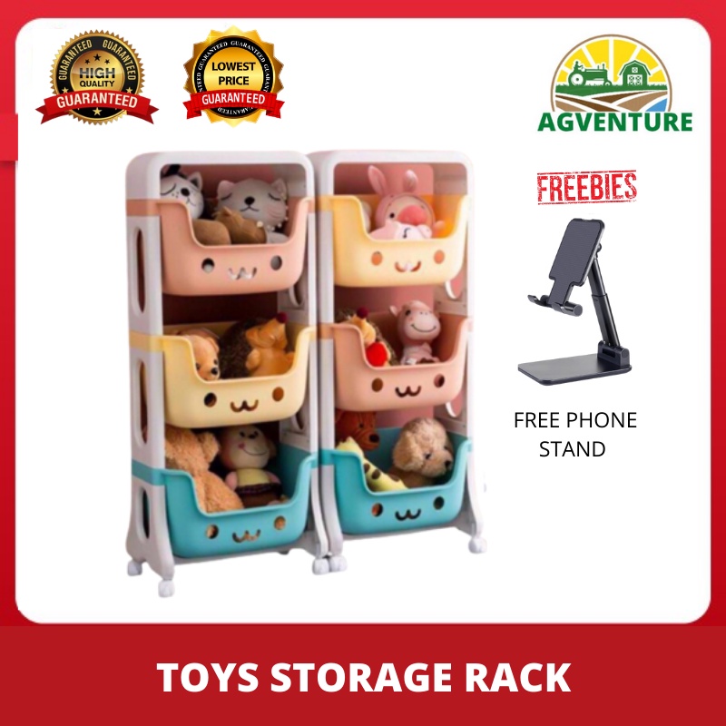 Agventure Toy's Storage Rack with Wheels Multilayer Toy Storage Four