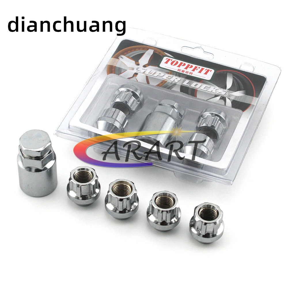 M12x1.5/1.25 Wheel Lock Lug Nuts 4 Car Anti Theft Locking Nuts 1 Key Set For Toyota Nissan Mazda