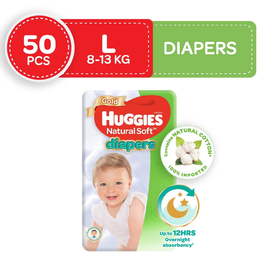 Huggies Natural Soft Diapers Large 50 pcs Shopee Philippines