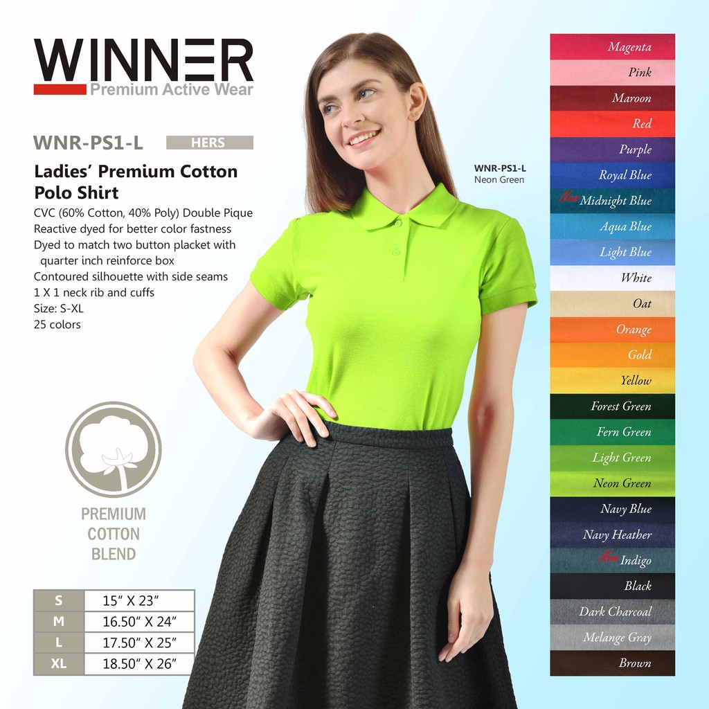 WINNER PREMIUM POLO SHIRT LADIES' SIZE Shopee Philippines