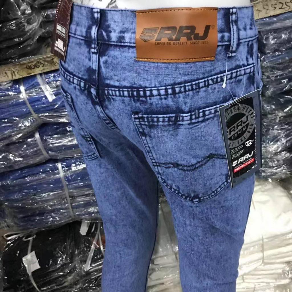COD RRJ Acid wash denim jeans no stretch pants for mens Shopee
