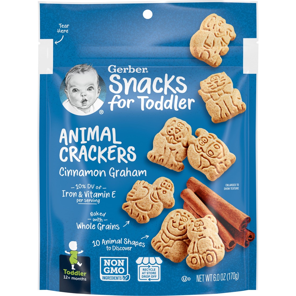 Gerber, Animal Crackers, 12+ Months, Cinnamon Graham, 6 oz (170 g
