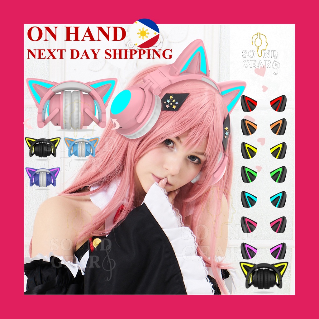 RGB Bluetooth Cat Ears Headphone Headset Kitty Headset with Mic
