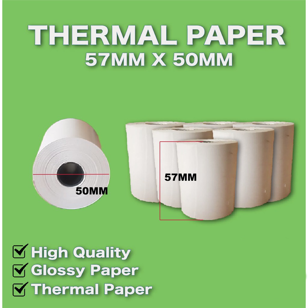 57X50mm (50 rolls) 57X50 thermal paper cash receipt for 58mmPOS thermal