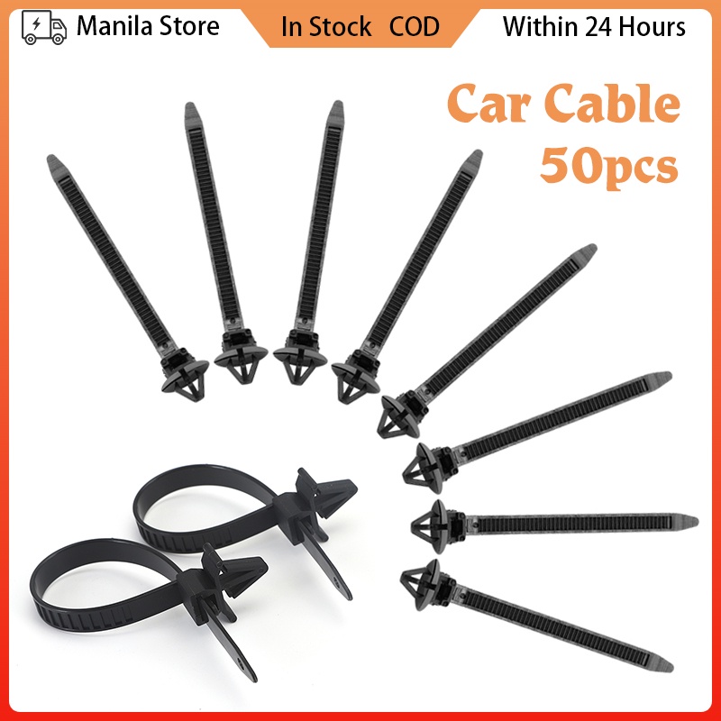 50PCS Nylon Vehicle Cable Zip Tie Circuit Wiring Harness Fixed Clamps