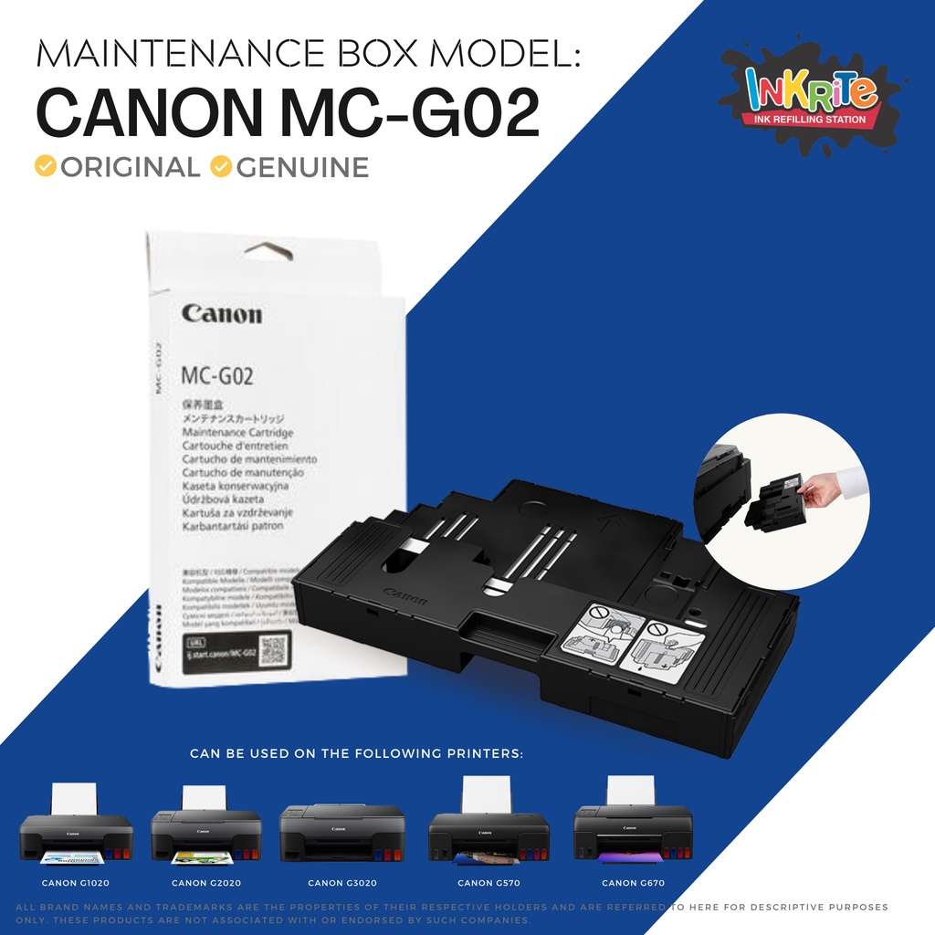 Original Genuine Canon MC G02 Maintenance Cartridge for Canon G1020