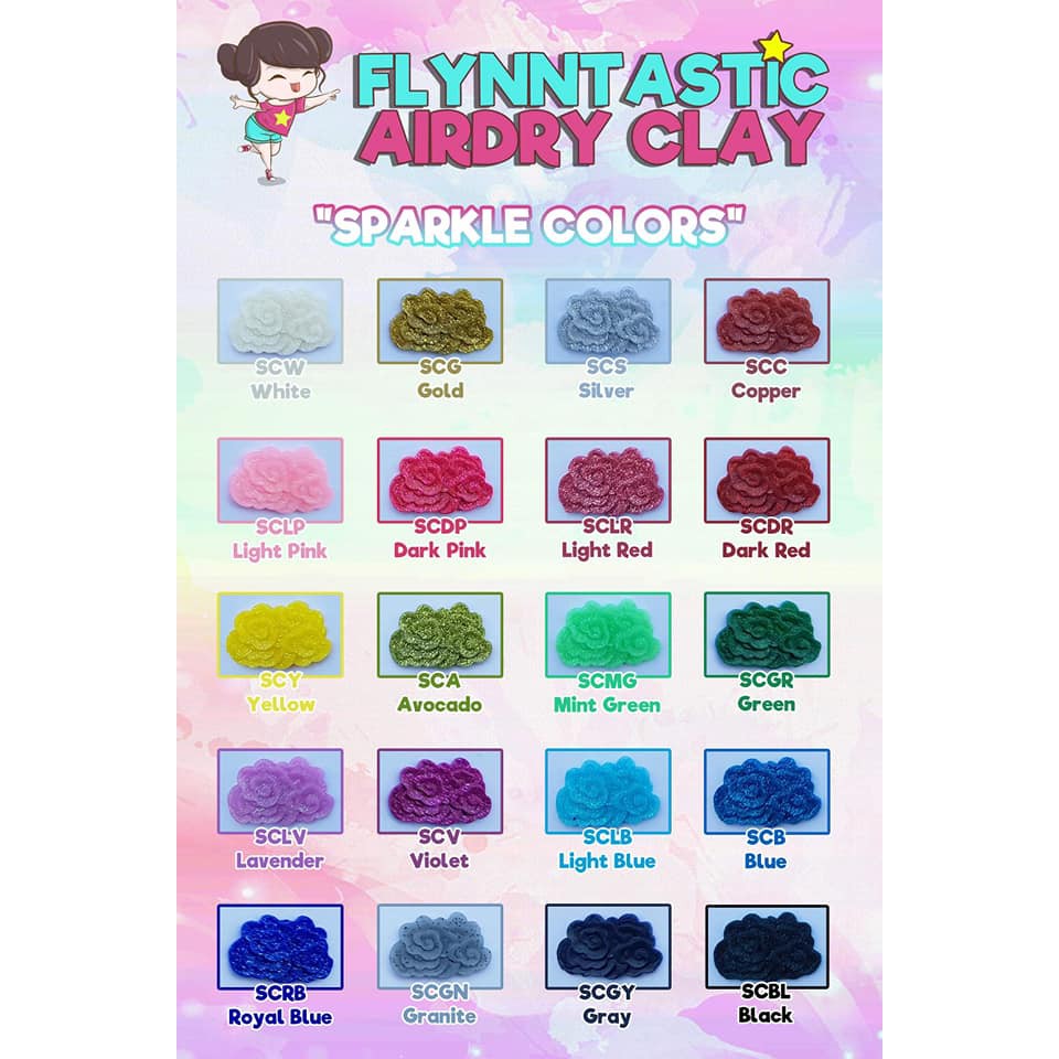 Flynntastic Air Dry Clay Sparkle Color 50g Shopee