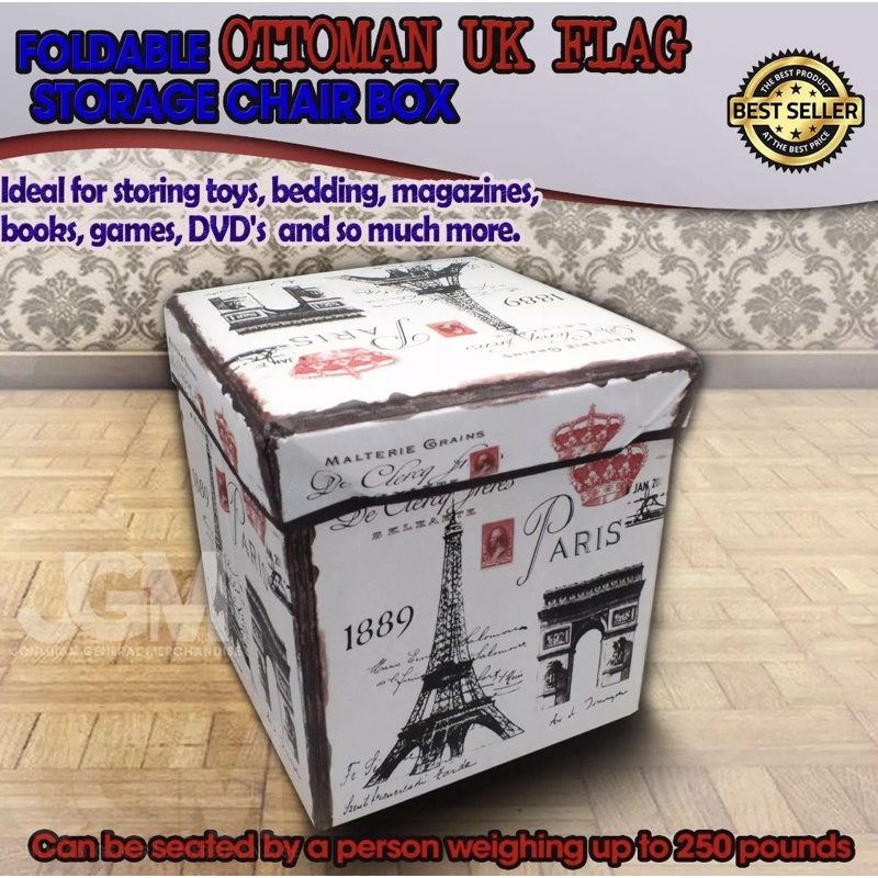 PARIS STORAGE BOX High Quality and New Improved Foldable Ottoman